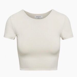 Aritzia Babaton Originally Contour Crew Cropped T-Shirt Cream